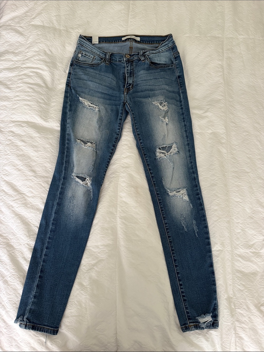 KanCan Medium Blue Distressed Women's Skinny Jeans